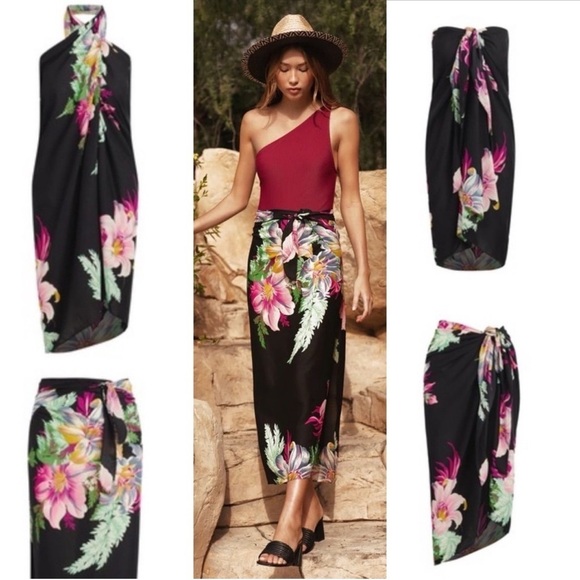 Walter Baker Paradise Sarong Grand Magnolia Beach Wrap Pool Boho One Size - Picture 7 of 7